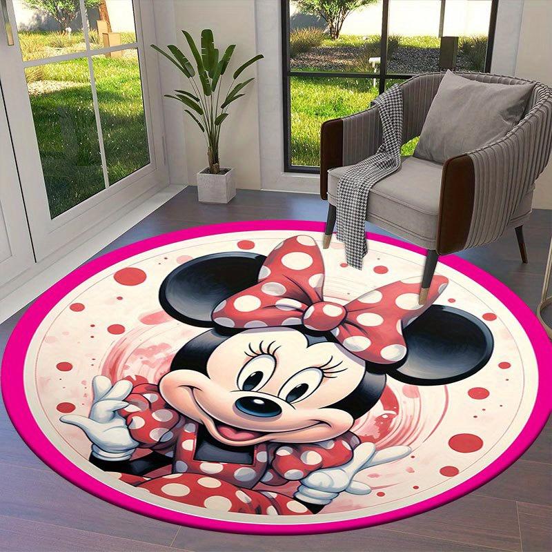 

1pc Mickey Mouse Pattern Round Area Rug , Bedroom Living Room Floor Mat , Playroom Bedroom Living Room Indoor Decor Rug , Aesthetic Room Chr 80cm/31.5in