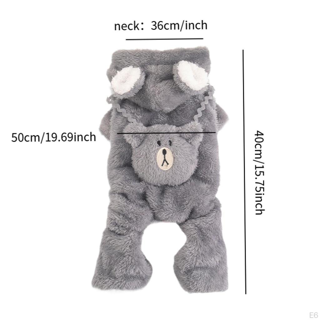 Dog Hoodie Clothes Cute Bear Sweater Coat Costume Plush Soft Pet S