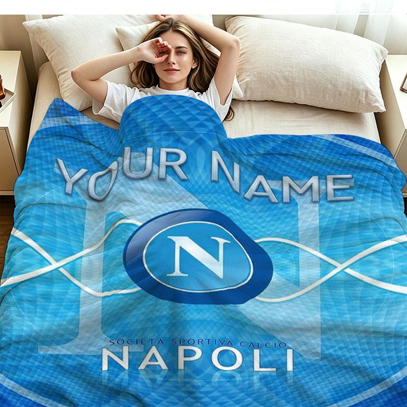 1 Stück SSC Neapel Individuelles Namensmuster Gemustert Flanelldecke Geeignet für Alle Jahreszeiten für Heimdekoration Wärme und Komfort Geschenke Feiertagsgeschenk