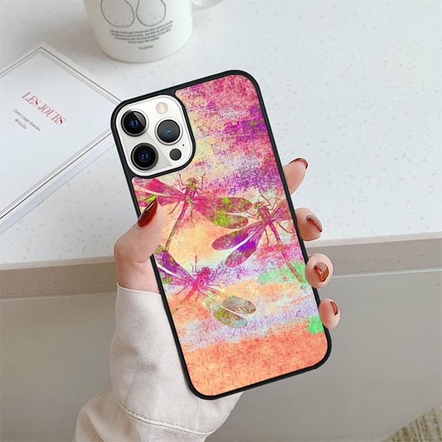 Floral Colorful Dragonfly Phone Case For iPhone 17 Air 14 15 16 16e 13 12 Max Cover For Apple 11 Pro Max Plus Coque