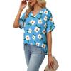 Top de Verano Casual Versátil a la Moda para Mujer con Estampado Floral Delgado de Manga Corta