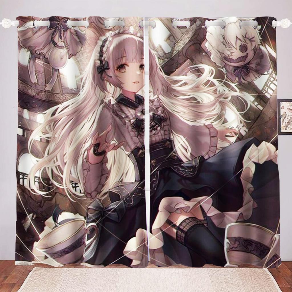 Anime Girl Digital Print Curtain Cartoon Window Animation Bedroom Fashion Style Cute Home Decoration Polyester Curtains Light Blocking Made Of Decor