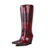Fashion Kaky's New Pointed Thick Heeled Oversized Women's Boots, High Boots, Long Boots, Western Boots