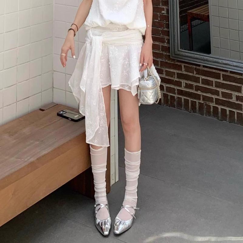 Ballet socks summer thin girl breathable mesh stacking socks calf white thin tube