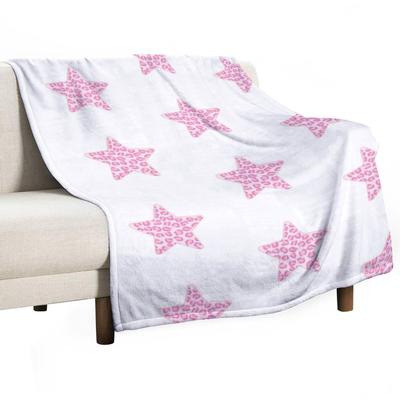 Preppy Pink Star Throw Blanket For Baby Christmas Gifts Cute Plaid Beach Blankets