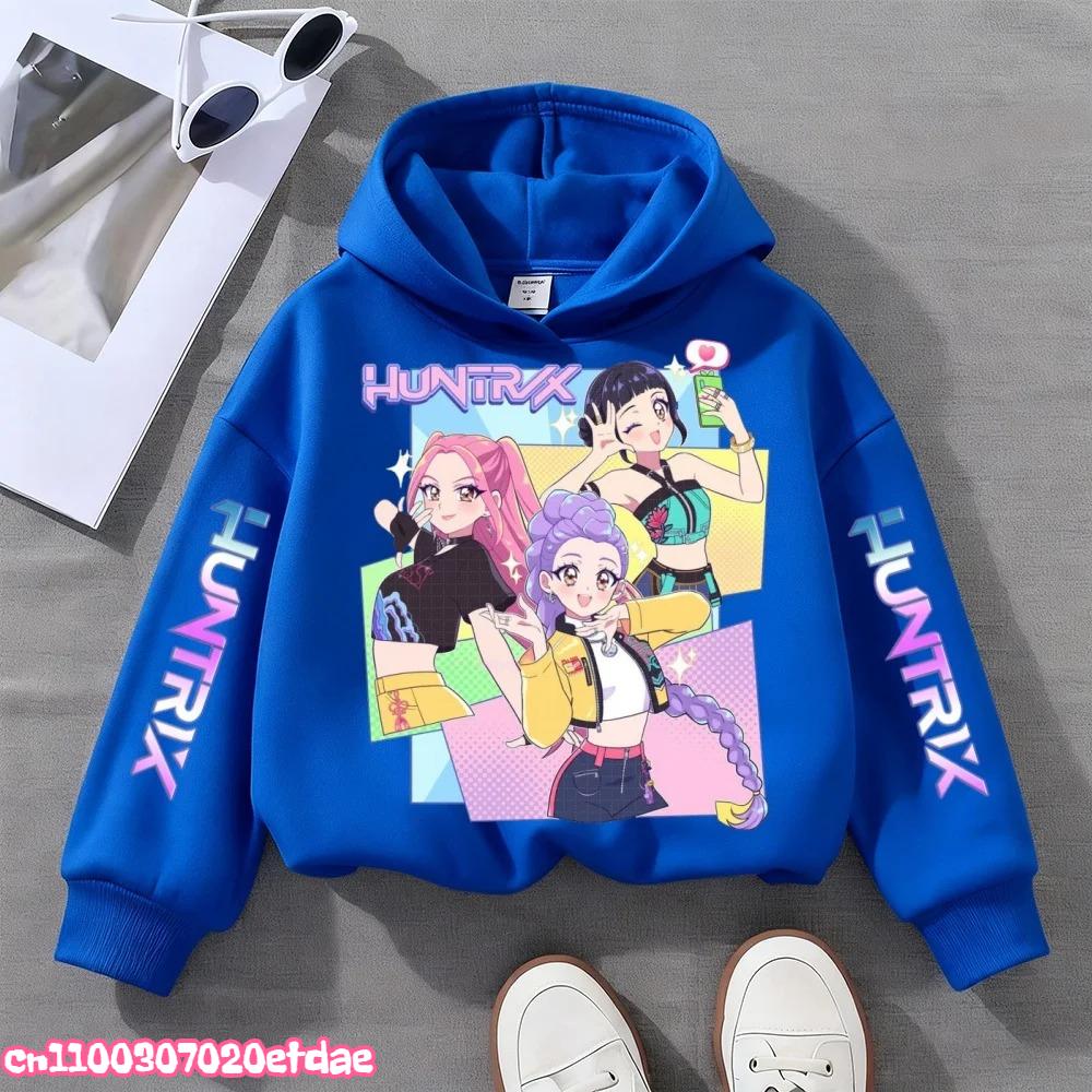 KPop Demon Hunters Cute Print Boys Girls Hooded Sweatshirt Children's Fall and Winter Casual Fashion Warm Pullover Sweatshirt