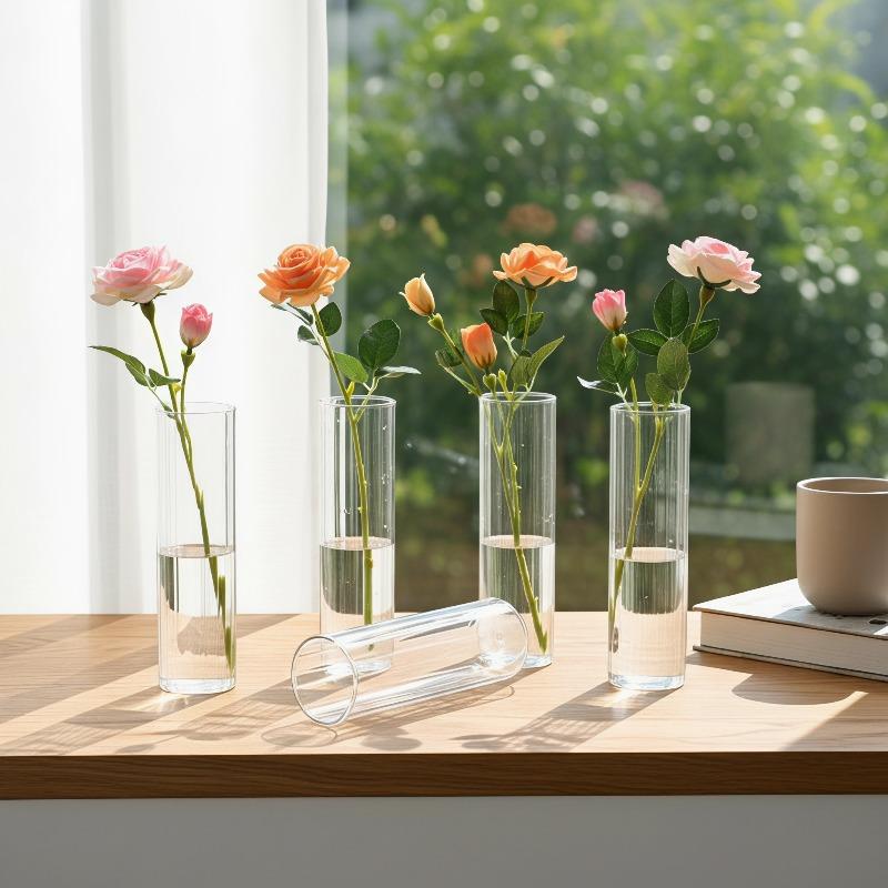 Clear Straight Plastic Vase, Tabletop Centerpiece For Fresh Flowers, Hydroponic Plants, And Florist Shop Floral Display
