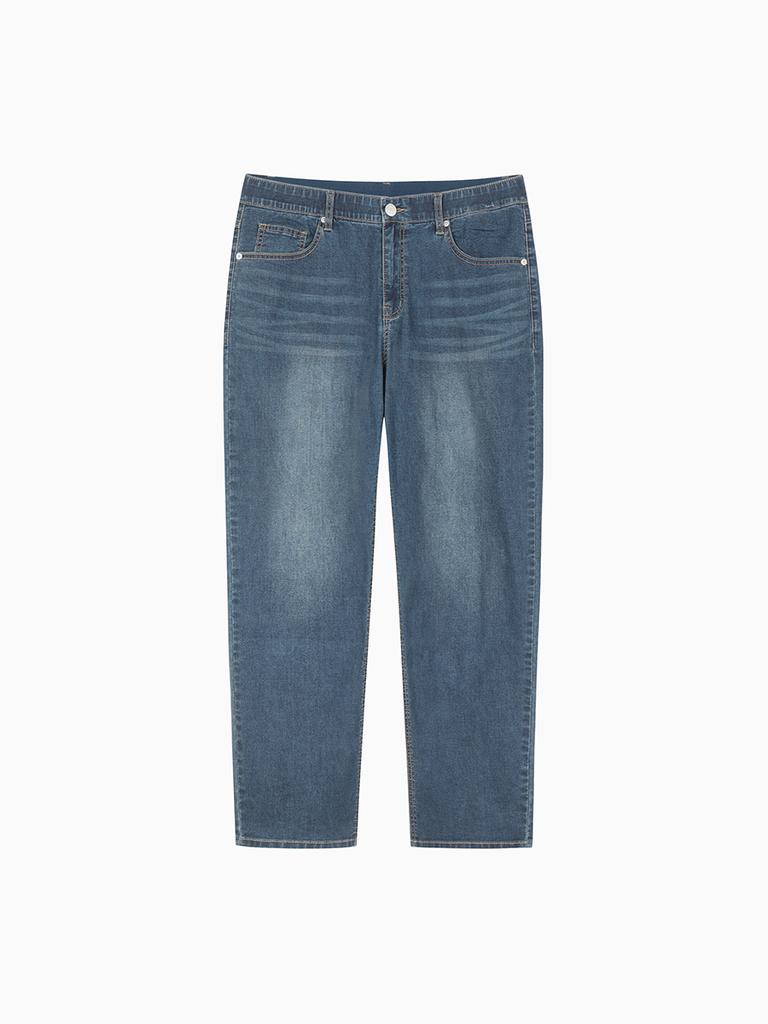 HANGTEN Men'S Ultra Soft Coolmax Tapered Denim Pants_265(10570-055-401-10)