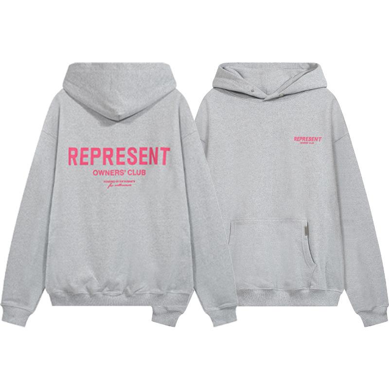 Maglione con cappuccio ampio da uomo e felpa da donna con stampa di lettere slogan classico REPRESENT transfrontaliero europeo e americano moda