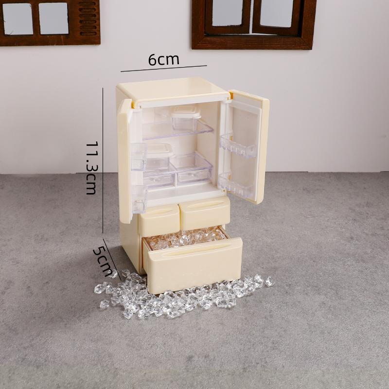 

Миниатюрная еда Игровая кухонная сцена с 1:Кукольный домик в масштабе 1:12, мультяшный мини-холодильник, игрушки-модели