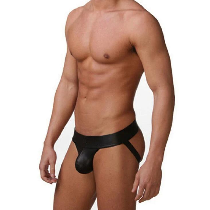 Sexy Lingerie Faux Leather Gay Men's Jockstrap Underwear Erotic Panties Sex Male's Thongs Underwear Low-Rise G-Strings
