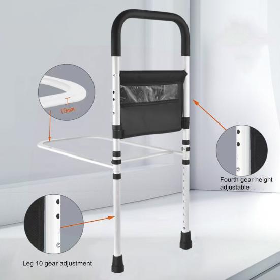 Elderly Adults Safety Bed Rail with Motion Sensor LED Light Seniors Assist Support Grab Bar Bedside Handrail Height Adjustable Bed Side Railing Cane