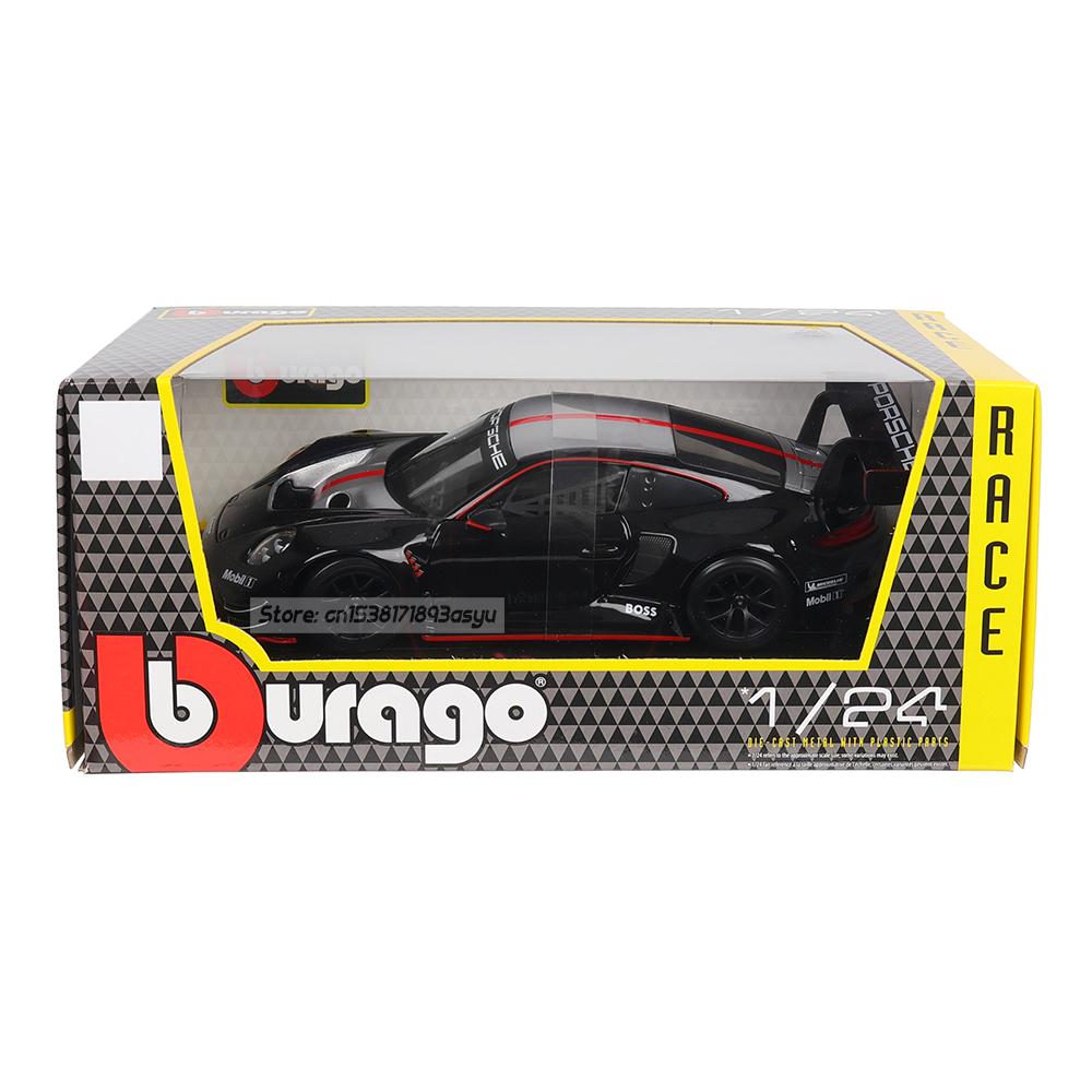Bburago 1:24 black Porsche 911 GT3 R racing edition die casting alloy car model Art Deco Toy tool gift factory authorization