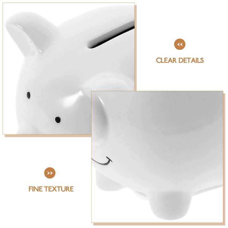 Ceramic Piggy Bank Coin Bank Personalized Money Saving Bank Delicate Nursery Decor (White) Banks To Save Box