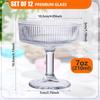 12 Pcs Ribbed Vintage Martini Glasses 7 Oz Champagne Coupe Cocktail Glassware Clear