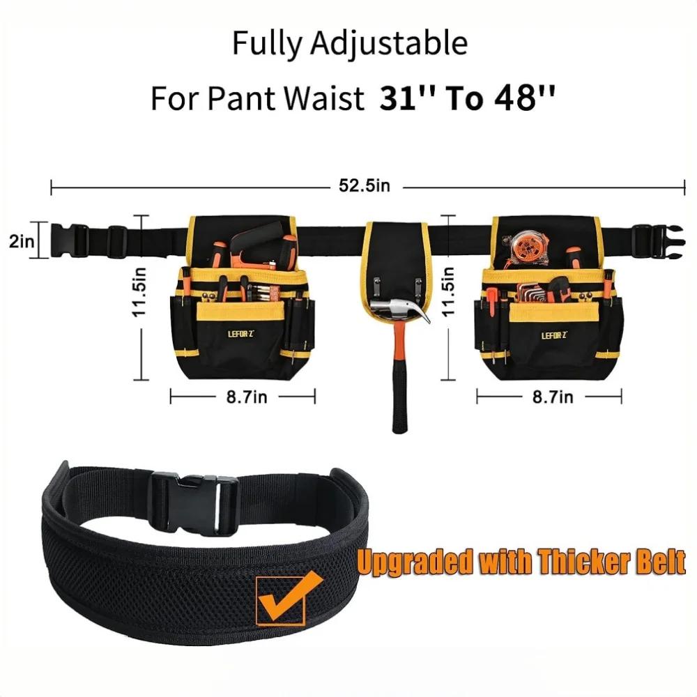 Tool Organizers Bag Heavy Duty Adjustable Tool Belt - Professional Repair Tool Waist Bag for Electricians, Carpenters & Workers