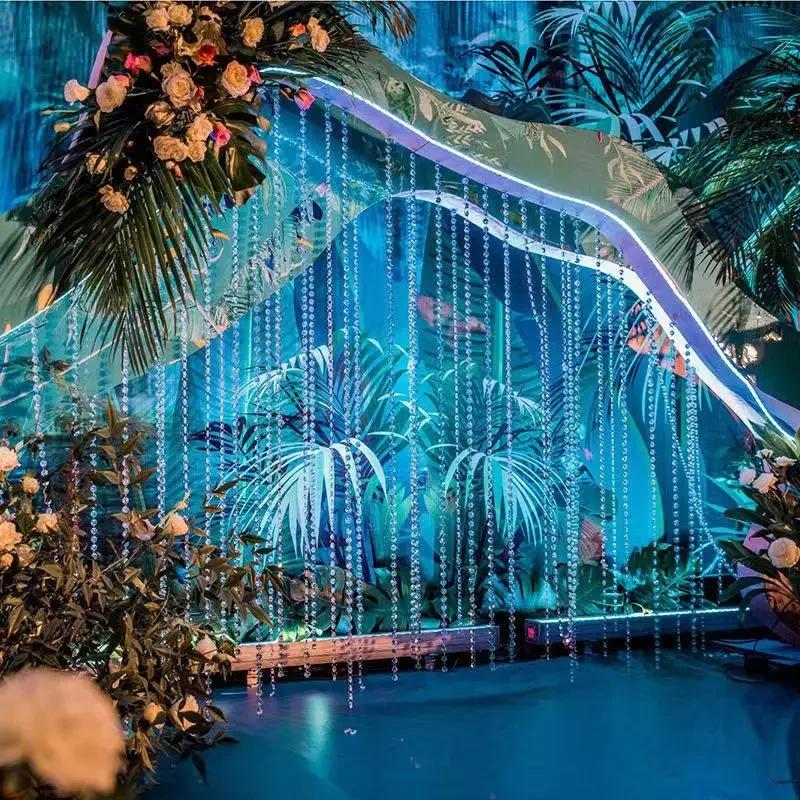 1M/3M Transparent Acrylic Crystal Window Christmas Party Decoration Garland Curtain Pendant Romantic Wedding Decoration