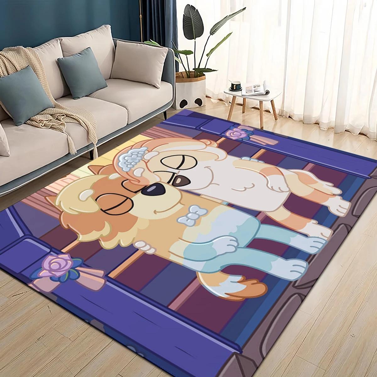 

HOT 3D B-Blueys Family Cartoon Dogs Rug Carpet for Living Room Bedroom Home Decor,kids Play Non-slip for Sofa Doormat 40x60cm( 15x23in )