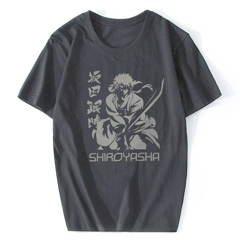 Shiroyasha L Sakata Gintoki GINTAMA Amanto Manga Tshirt Casual Punk T Shirt Tops Homme Pure Cotton Oversized Tees Tops