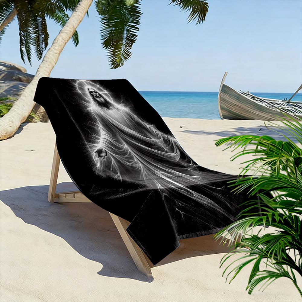 Divine Figure In Glowing Robes Design Beach Towel Quick-drying for Travel Outdoor Sports Jogging Beach and Swimming