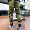 Men Cargo Pants Ankle-banded Reflective Patchwork Multi Pockets Loose Casual Straight Leg