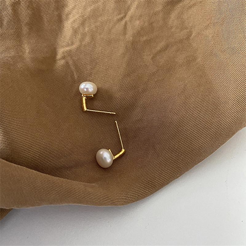 925 Sterling Silver French Exquisite Natural Freshwater Pearl Earrings for Women Temperament Wedding Party Jewelry Accessories