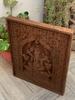 Teak Wood Ganesha Wall Panel: Handcrafted Hindu Temple Decor