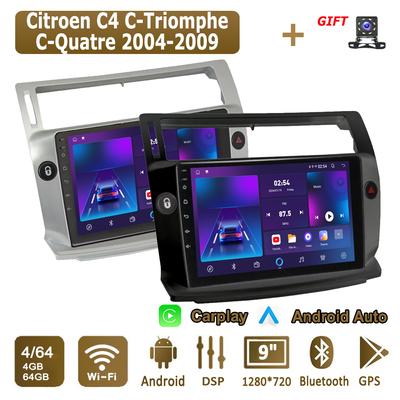 Android Carplay Car Radio For Citroen C4 C-Triomphe C-Quatre 2004-2009 Multimedia Player Head Unit Stereo GPS Navigation BT WIFI 4+64GB
