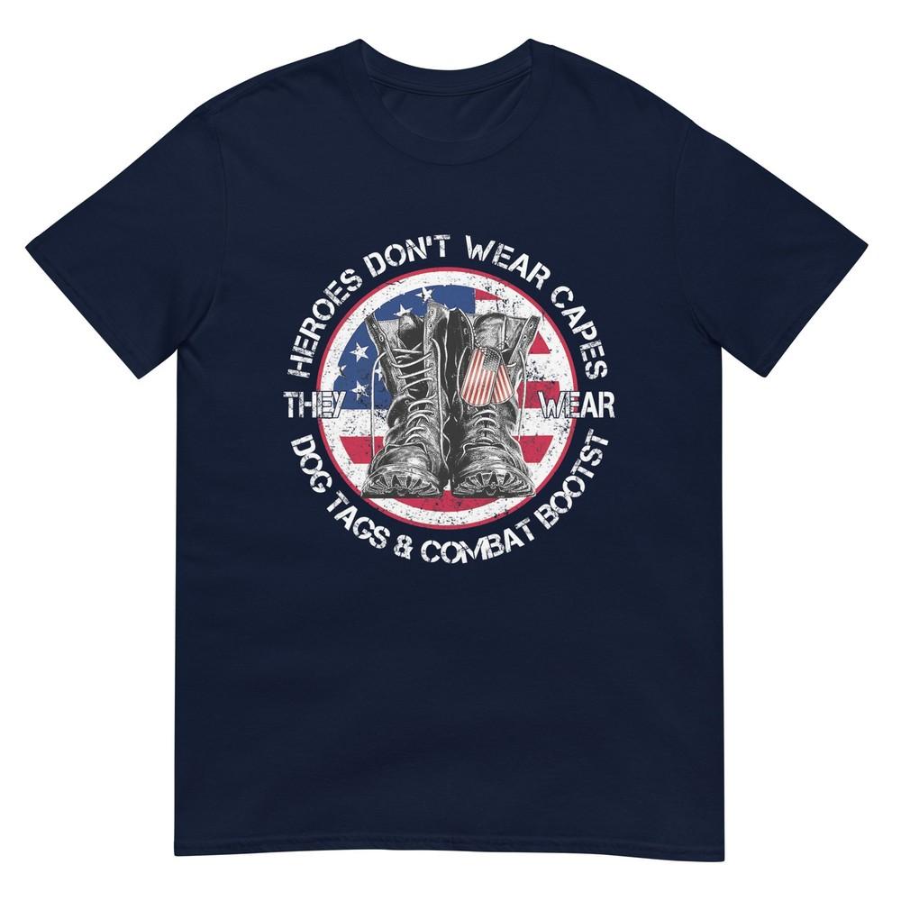 Heroes Dont Wear Capes They Wear Dog Tags Combat Boots Tshirt For Unisex Unisex S