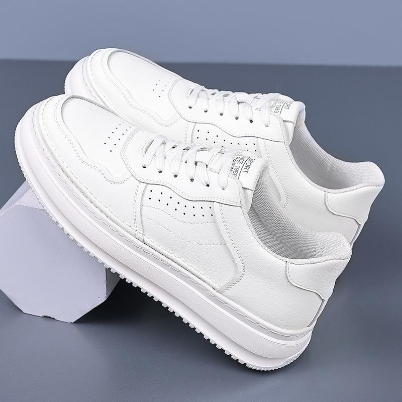 Spring Summer New White Board Shoes for Men Lace Designer Leather Sneakers Male Fashion Casual Platform Zapatos De Hombre