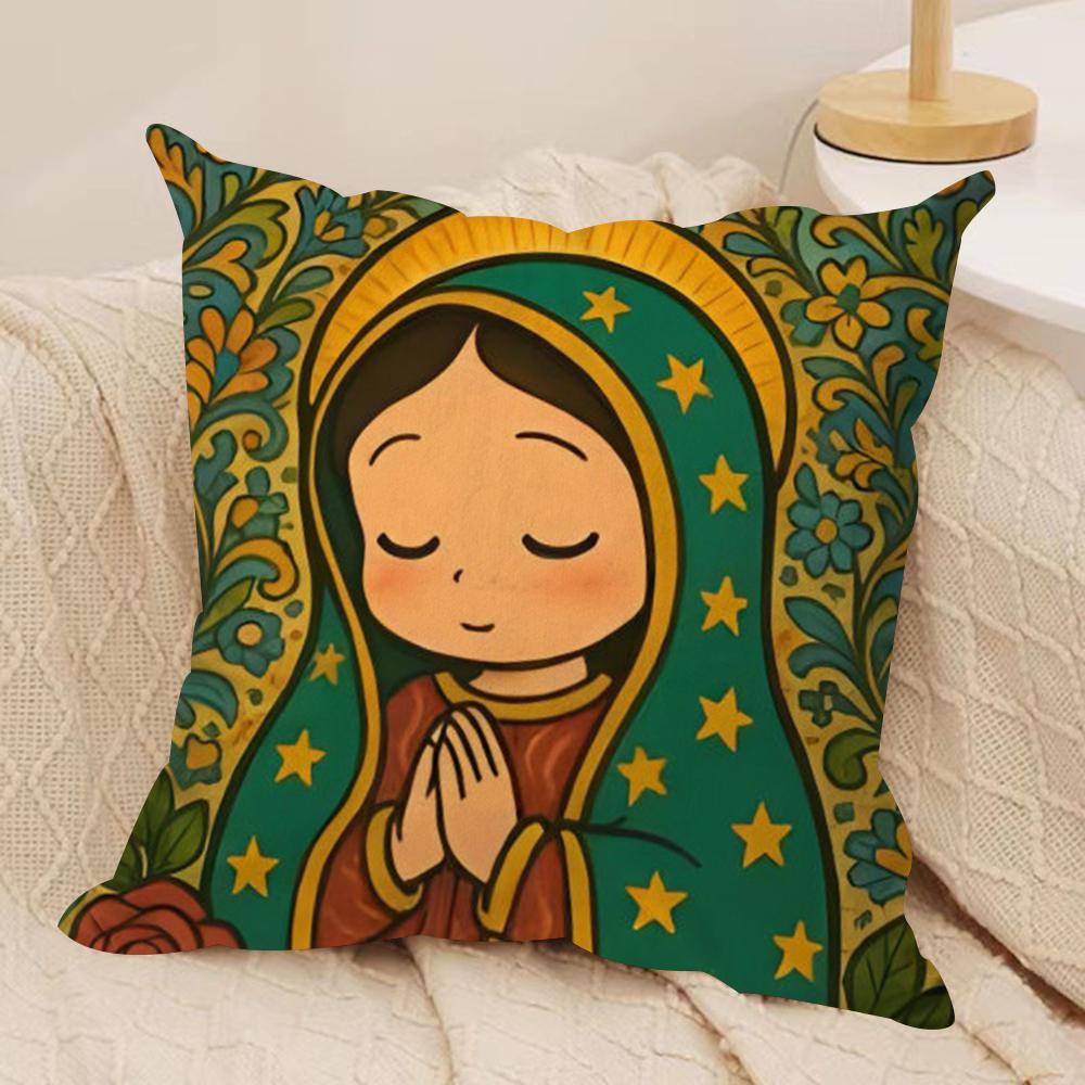 

Cute Our Lady of Guadalupe Cushion Cover Soft Plush Fabric DoubleSided Printed Cushion Covers for All Seasons Modern Home Decor 30x30cm