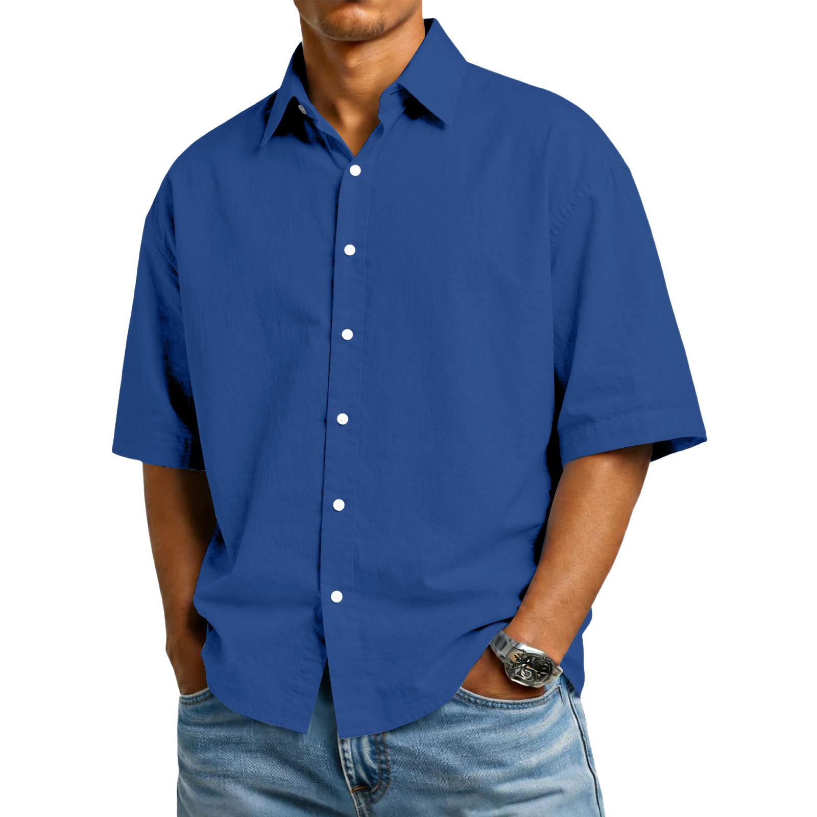 

Men s Spring/Summer Casual Outdoor Collared Short-Sleeve Shirt XXXL синій