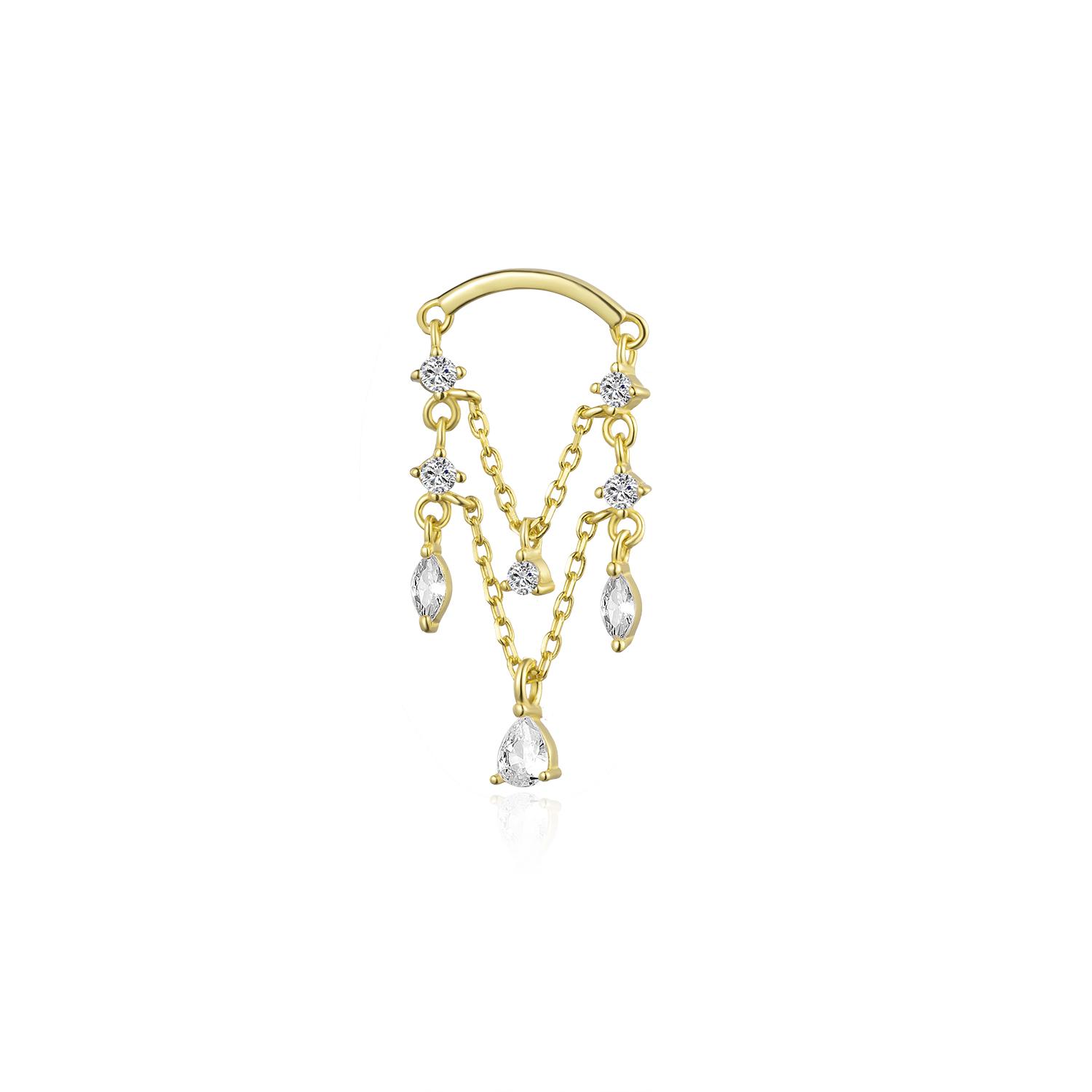 

ANDYWEN 925 пробы серебро Золотая цепочка с цирконием Серьги-гвоздики с кристаллами Роскошные зажимы Изысканные ювелирные изделия свадебный подарок M