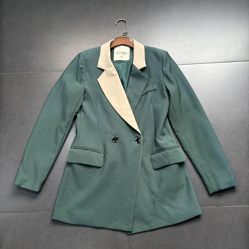 

Special Price ~ Australia Suit Outwear Contrast Color with Green and Blue Loose Version Commuter Suit Outwear Board Is Temperament Suit Lake Green Suit M