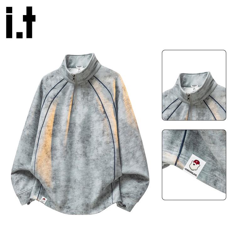 CHOCOOLATEit Men's Tie-Dye Half-Zip Stand Collar Sweatshirt