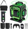 Laser Level, 4D Green Laser Level, 4x360°, Level for Building and Alignment, Rechargeable Battery, Remote Control, Magnetic Rotating Stand, Laser Safe