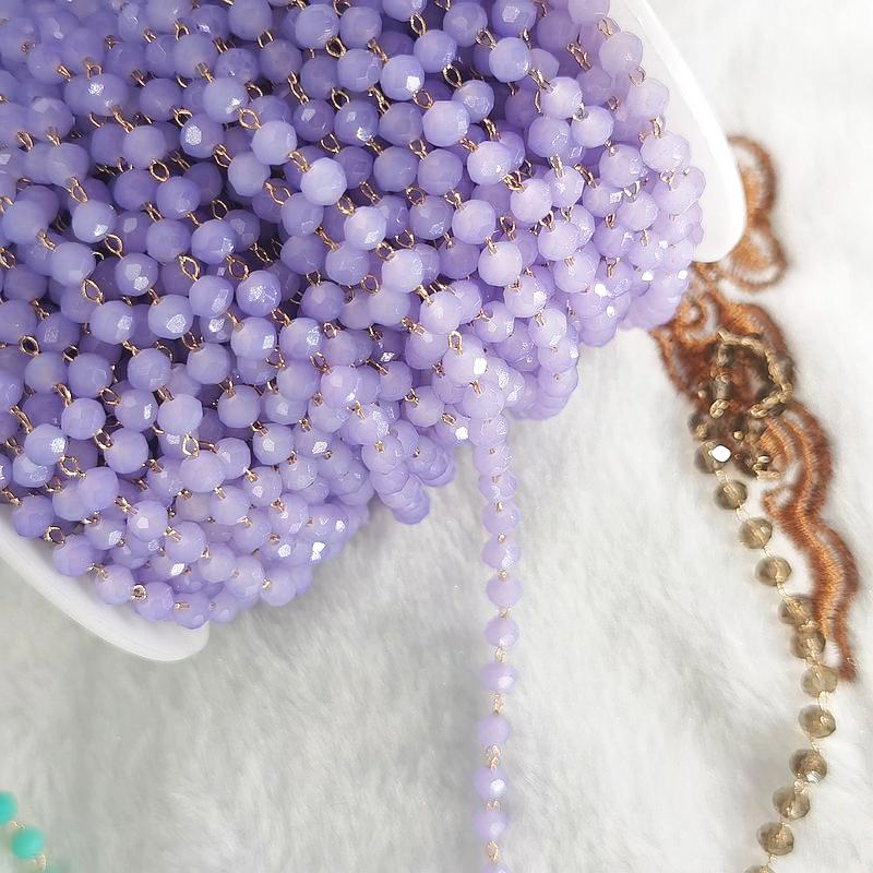 1meter Colorful Beads Beaded Chain Glass Crystal Beads Necklace Chain Accessories for Jewelry Making Components Crafts DIY