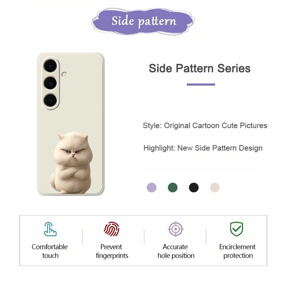 For Samsung Galaxy S25+ Case Angry Cat Pattern Printing Straight Edge TPU Phone Back Cover