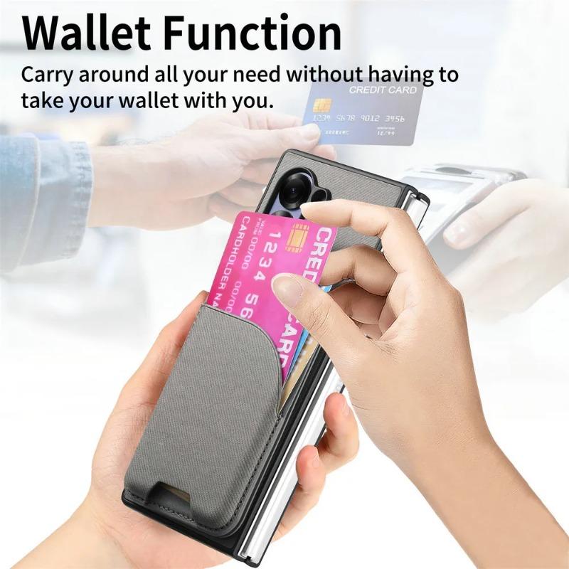 2 In 1 Magnetic Card Bag Leather Cover for Samsung Z Fold 7 Fold6 Fold5 Fold4 Fold3 Magsafe Shockproof Matte Case Funda