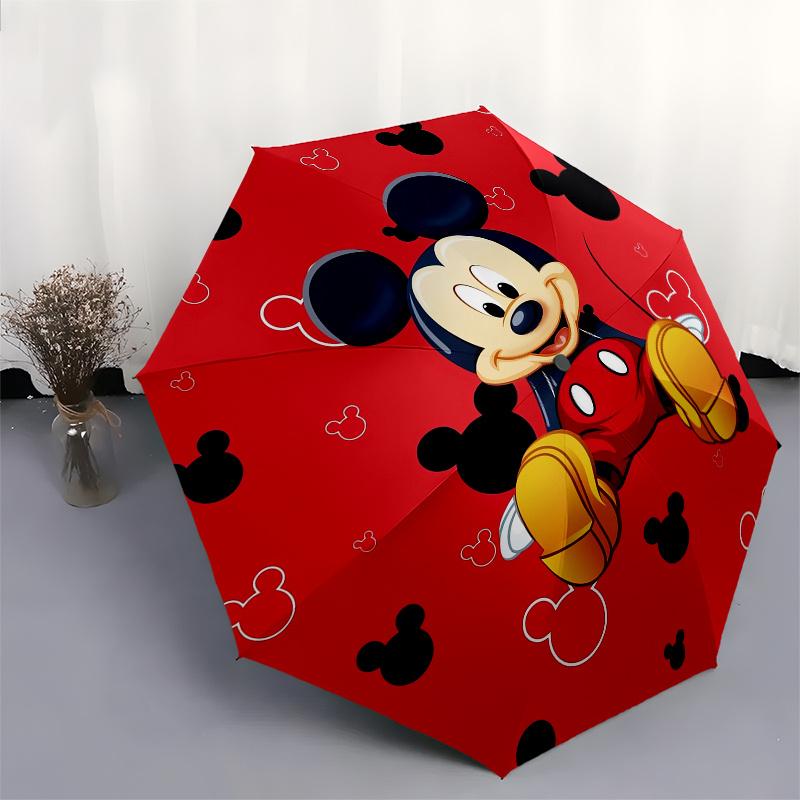 Mickey Mouse,Disney Themed Automatic Opening and Closing Folding Umbrella, Reinforced 8 Ribs, Compact Travel Design, Fashionable Folding Umb