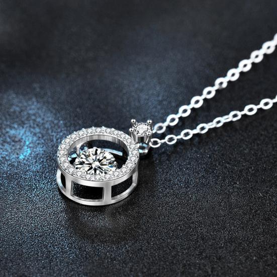 Women Necklace Rhinestone Round Pendant Necklace Sparkling Jewelry Anniversary Gift for Wife Girlfriend Mother