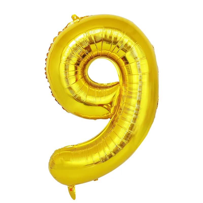 

1 шт., Большой золотой шар-цифра, Сцена для украшения на день рождения, Алюминиевая фольгированная шарик 32inch