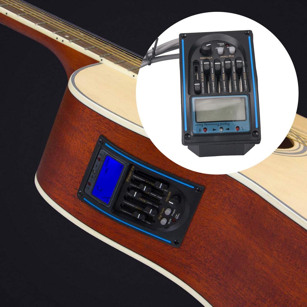 Bstinay 5-Band Preamp Piezo Pickup Acoustic Guitar EQ LCD Tuner Microphone Black