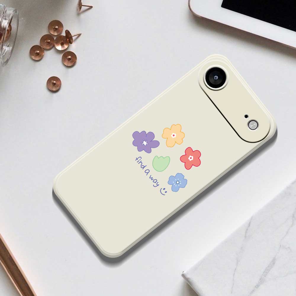For iPhone 17 Air Case Five Colors Flowers Pattern Printing Straight Edge TPU Phone Back Cover