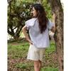 Women's College Style Striped Short Sleeve Shirt