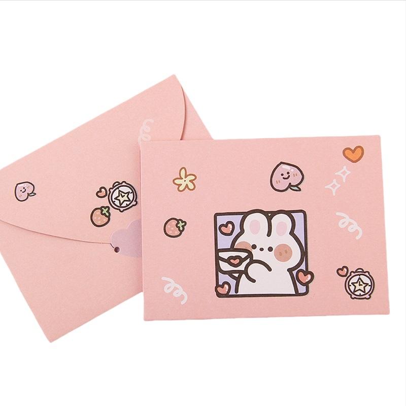 Cartoon Blank Greeting Cards Envelopes Style DIY Greeting Cards Foldable Cardstock For Invitations Wedding Graduation Message