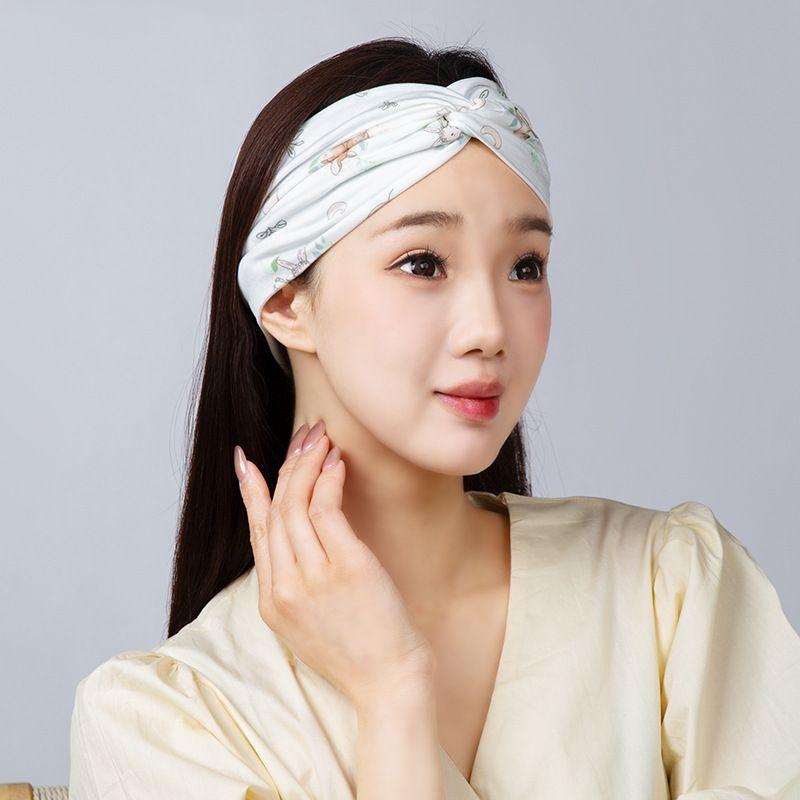 

2025 New Arrival Modal Confinement Hair Band Summer Postpartum Thin Headscarf Windproof Hat Big Head Circumference Head Guard Discharge Cap Ice Silk-Fawn Rabbit
