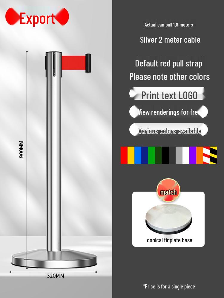 Retractable Queue Barrier Post with Belt