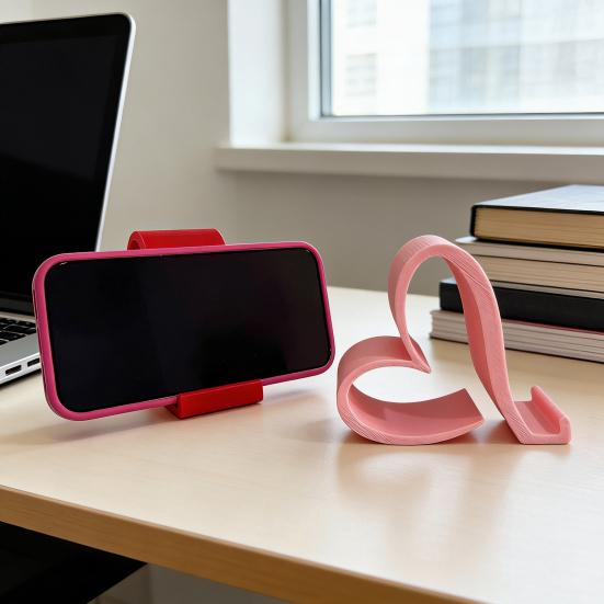 Herzförmige Handyhalterung Niedlicher 3D-gedruckter Handy-Ständer für Smartphones Tablets Kindles Romantischer Schreibtisch-Herz-Handyhalter für Büro Nachttisch