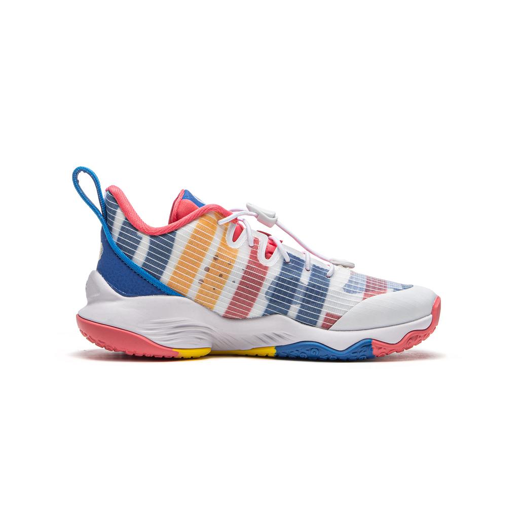 Li Ning Kids Fashion Trend Sports Versatile Shock Absorption Rebound Low Top Basketball Shoes Kids sneaker White New-French-Blue YKBS046-21